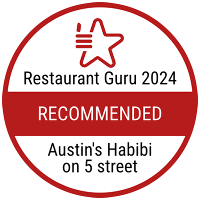 Restaurant Guru 2024, Recommends Austin's Habibi on 5 Street